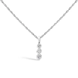 House of Brilliance 925 Sterling Silver 1/7 Cttw Lab Grown Diamond Three Stone Diamond Pendant Necklace - 18 Inches