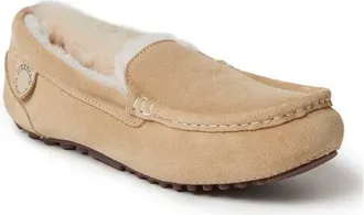 Dearfoams Fireside Mel Genuine Shearling Moccasin Slippers in Sand at Nordstrom, Size 10
