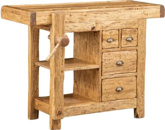 Biscottini International Biscottini - Banco De Trabajo De Estilo Country De Madera Maciza De Tilo Acabado Con Efecto Natural