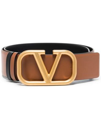 Valentino Garavani 20mm VLogo Signature reversible belt - women - Calf Leather/Calf Leather/Metal - 65 - Brown