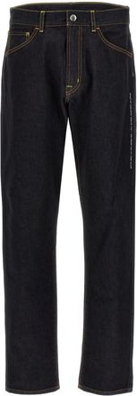 Moncler Black Leather Logo Tag Jeans