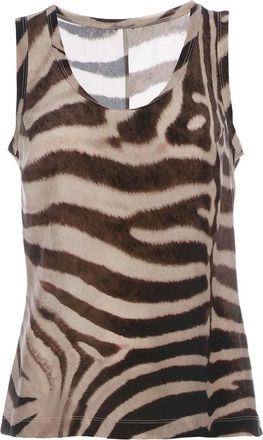 Mant&ugrave; Zebra print tank top - Marrone