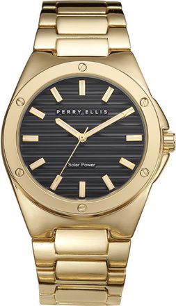 Perry Ellis Solar Powered Quartz Bracelet Watch, 41mm in Gold at Nordstrom Rack