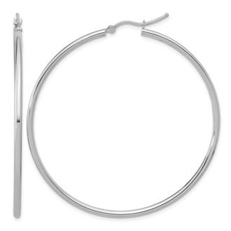 Diamond2Deal 14k Gold Polished 2x55mm Polished Hoop Earrings