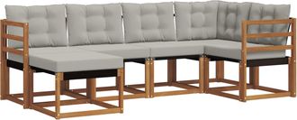 vidaXL Conjunto De Sof&aacute;s De Exterior 6 Uds. Gris Natural Y Claro Vidaxl
