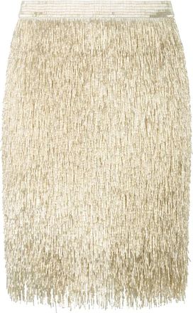 Moschino Rokken, Dames, Beige, M, Leer, Rechte Midirok