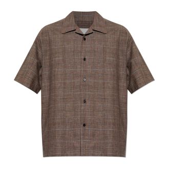 Jil Sander Short Sleeve Shirts, male, Brown, Size: L Wool Short-Sleeved Shirt