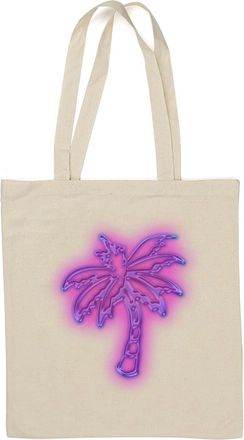 Generic Vaporwave Aesthetic Neon Palm Tree Natural Cotton Tote Bag White