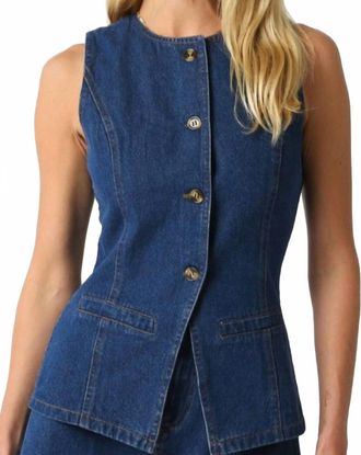 Olivaceous Button Down Top In Denim