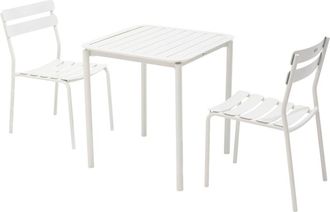 Oviala Mesa de jard&iacute;n cuadrada (70 x 70 cm) y 2 sillas blancas