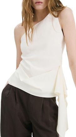 Mango Asymmetric Lyocell Top in Off White at Nordstrom, Size Medium