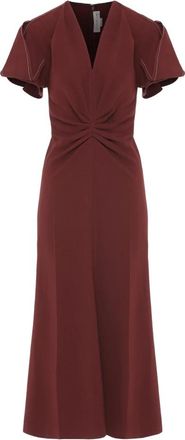 Victoria Beckham Eve Midi Jurk - Dames - Casual kleedjes - Rood - 2XS - Leer - Kleedjes