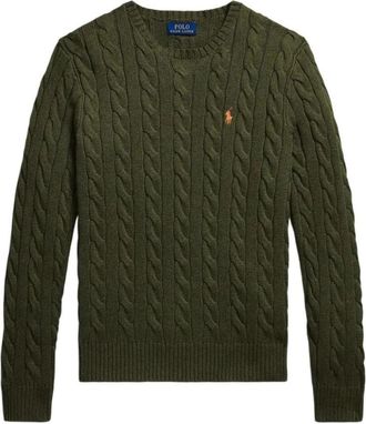 Polo Ralph Lauren Pullover met kabelsteek en ronde hals - Heren - Ronde hals truien - Groen - XL - Katoen - Truien & Vesten