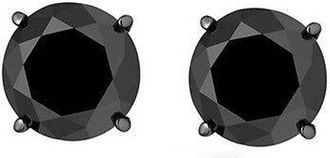 Pompeii3 2Ct Black Gold Round Black Diamond Push Back Studs Earrings 14k Gold