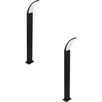 Loops 2 PACK IP44 Outdoor Bollard Light Black Aluminium 11W Built in LED Lamp Post