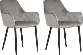 Beliani Conjunto de 2 sillas de comedor terciopelo gris oscuro