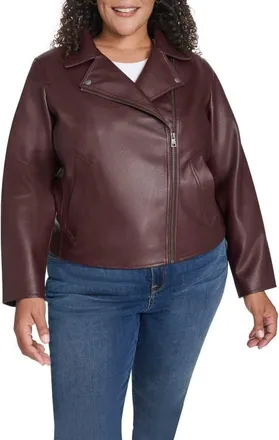 Levi's Slim Fit Faux Leather Moto Jacket in Oxblood at Nordstrom, Size 2X