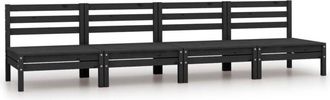 vidaXL Garden Middle Sofas 4 pcs Black Solid Pinewood Vidaxl