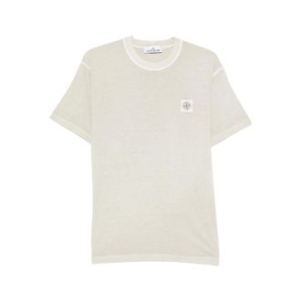 Stone Island Logo Patch T-shirt - male - Stone Island - T-Shirts - Beige - 3XL - Tops