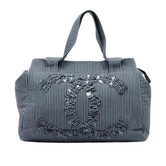 Chanel Bolso Tote de Lona Rayas Pre-owned - Pre-owned - Mujer - Azul - ONE SIZE