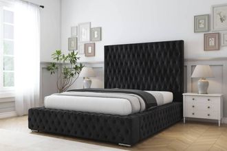 Comfort Beds Ambassador Naples Bed Frame With Mattress-50 Upholstered in Black | Size: Single