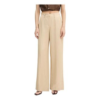 Gaud&igrave; Dames, Broeken, Beige, Maat: M Linnen