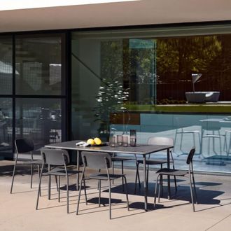 Sweeek Mesa de jard&iacute;n de metal con 6 sillas, antracita