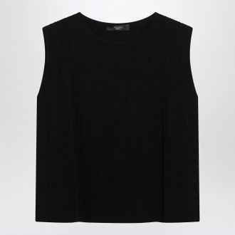 Max Mara Black Sleeveless Pliss&eacute; Knit Tank Top