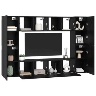 Berkfield Home TV Cabinet 8 pcs Black oak 181 x 30 x 120 cm Engineered wood