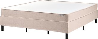 Beliani Cama Con Somier De Tela 180 X 200 Cm Con Colch&oacute;n De Muelles Ensacados Sin Cabecero Dormitorio Beige Countess