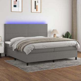 vidaXL Vidaxl - Cama Box Spring Colch&oacute;n Y Luces Led Tela Gris Claro 200x200 Cm