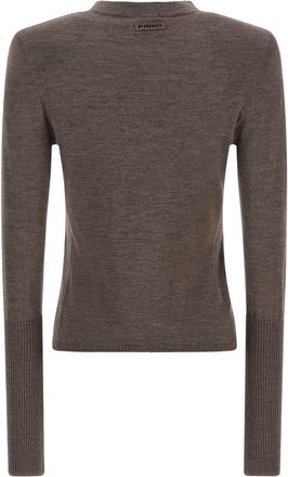Pinko Merino Wool with Padded Shoulders Sweater - Brown