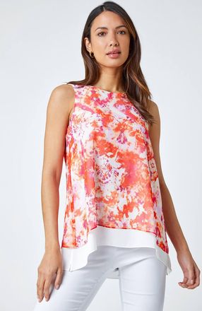 Roman Tie Dye Sleeveless Overlay Top
