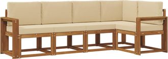 vidaXL Conjunto De Sof&aacute;s De Exterior 5 Uds. Natural Y Beige Vidaxl