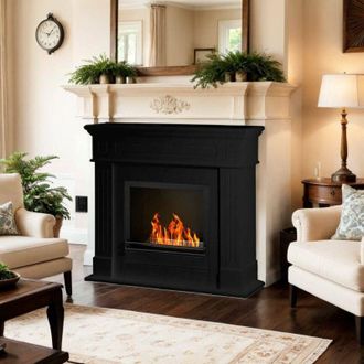 Dmora Dmora - Chimenea De Bioetanol Aradeo, Chimenea Ecol&oacute;gica, Hogar Sin Humo, Calefactor De Etanol, Made In Italy, 110x36 H101 Cm, Negro