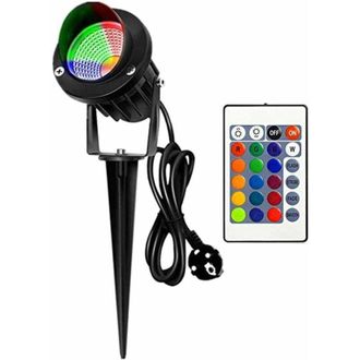 GTA Iluminaci&oacute;n De Jard&iacute;n, Foco Cob De 10 W Para Paisajismo, Iluminaci&oacute;n Rgb Colorida Con Control Remoto, Foco Con Pica Para Exterior, L&aacute;mpara De Jard&iacute;n, 