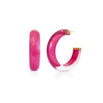 Gold & Honey Womens Small Illusion Lucite Hoop Earrings In Dahlia