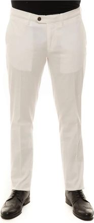 Canali Chino broek van gestructureerde stof - Heren - Slim Fit Broeken - Wit - 5XL - Katoen - Broeken
