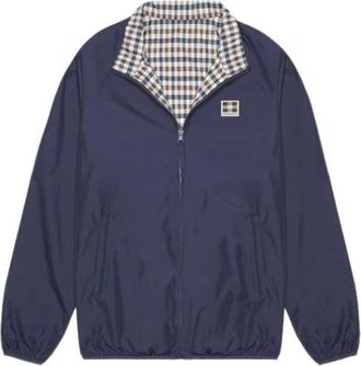Aquascutum Omkeerbare zeemansjas met verstelbare capuchon - Heren - Zomerjassen - Blauw - 2XL - Polyester - Jassen