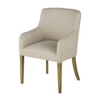 Maisons du monde Sill&oacute;n de comedor de lino beige cordel