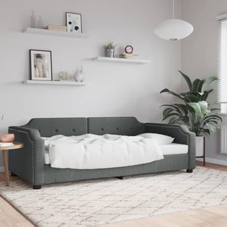 vidaXL Sof&aacute; Cama Sin Colch&oacute;n Tela Gris Oscuro 90x200 Cm Vidaxl