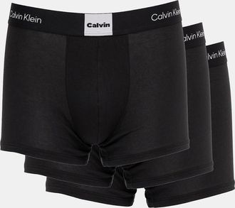 Calvin Klein Mens Calvin Klein 3 Pack Icon Logo Graphic Mens Trunks - Black - Size: 37/36/32
