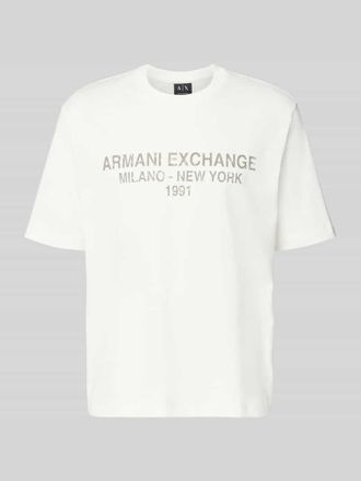 A|X Armani Exchange T-Shirt mit Label-Print und Rundhalsausschnitt in Dunkelbraun, Gr&ouml;&szlig;e XXL