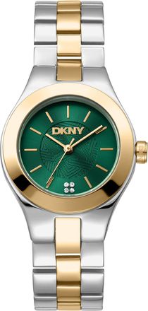 DKNY Women Watch, Two Tone Silver & Gold Color Case, Dark Green Dial, Two Tone Silver & Gold Color Metal Bracelet, 3 Hands, 5 ATM