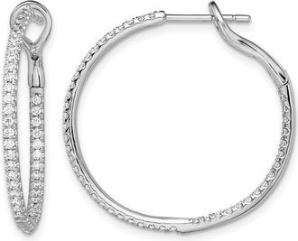 Diamond2Deal 14k Gold 3/4 ct Lab Grown Diamond In & Out Hoop Earrings VS Clarity, G-H Color