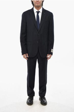 Corneliani CC COLLECTION Virgin Wool and Cashmere Side Vents Notch Lape size 50