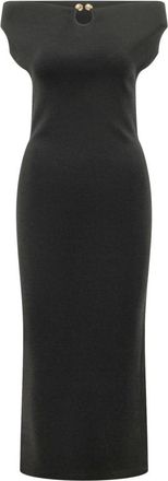 Alberta Ferretti Midi-jurk met ringdetail - Dames - Casual kleedjes - Zwart - XL - Wol - Kleedjes