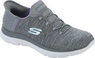 Skechers Womens Slip-ins: Summits Dazzling Haze Trainers in Grey - Vegan Shoes with Air-Cooled Memory Foam - Ladies Footwear - Size UK 4 / EU 37