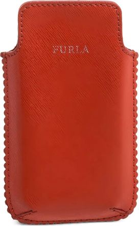 Furla Leren telefoonhoesje met gewelfde afwerking - Oranje