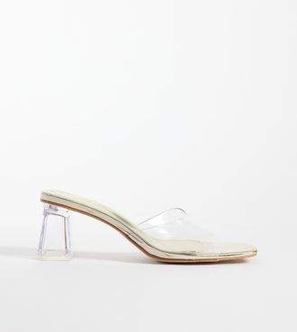 Simmi London Simmi London - Deena - Sandali con tacco largo trasparenti e oro a pianta larga